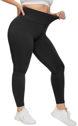 HIPOWER Leggings Damen High Waist Große Größen Plus Size | Blickdicht Lang Bauchweg Plus Size Sporthose Elastische Yoga Pants Laufhose