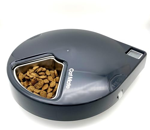 Closer Pets C500 Mangeoire automatique à 5 repas pour animaux de compagnie, avec gamelles en acier inoxydable, minuterie numérique et deux blocs de glace, pour nourriture humide et sèche, bols jusqu'à