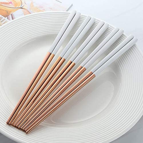 Bacchette riutilizzabili 5 paia di bacchette in acciaio inossidabile Titanize Set di bacchette in oro cinese Set di bacchette in metallo nero utilizzate per stoviglie per sushi (B)