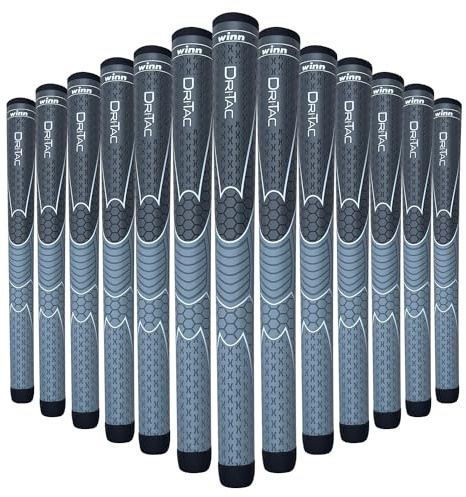 WINN TITANUN DRI-TAC OVERSIZE- LATEST SERIES 13 Pieces DarkGrey/SilverGrey Golf Grip - Non-Slip & Cushioned Comfort - Incredible Comfort & Moisture-Wicking - Shock Absorption Benefits for Pain-Free