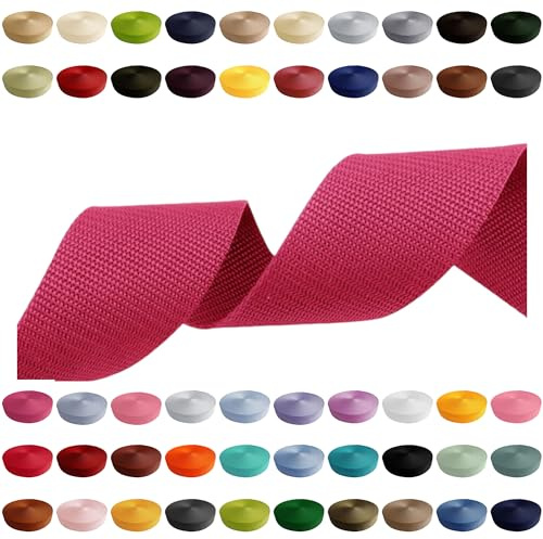 Gurtband 2m 5m 10m 50m, 50 Farben, Breite 10mm 15mm 20mm 25mm 30mm 40mm 50 mm Taschengurt Polypropylen Ideal für DIY-Projekte, Handarbeiten (312) Magenta, 40mm x 2m