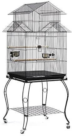DLAZUM Solider Vogelkäfig, Vogelkäfig-Zubehör, Vogelhaus, für den Außenbereich, großer Vogelkäfig, Kakadu, Kanarienvogel, Papagei, Ara, Käfig mit 4 Rollen für Turteltauben, Finken, Papageien, Vogel
