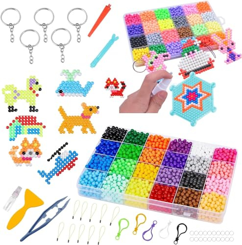 Regalo Bambina 4 5 6 7 8 Anni, Perle d'acqua magiche per bambini 2400 perle in 24 colori Giocattoli Giochi Bambini Bambina 4 5 6 7 8 Anni