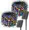 SOLARBABY 2 Paquete Guirnalda Luces Exterior Solar,22M 200LED Luces Solares Led Exterior Jardin Cadena Solares 8 Modos IP65 Navidad Decoración para Bodas Patio Jardines-Colores