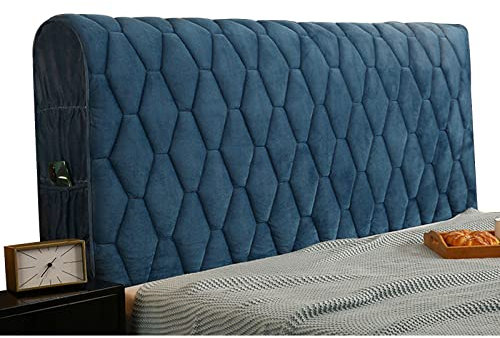 Generisch Bett kopfteil bezug Crystal Velvet Bettkopfteilbezug für Kingsize-Einzelbetten staubdichter Bettkopfteilschutzbezug gepolsterter/Leder-/Holz-KopfteilbezugBlue-120cm