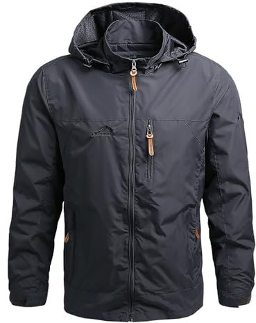 SRZYMJ Windjacke Herren Leicht Mantel Herren Schwarz Lang Übergang Jogging Jacke Imprägnierspray Jacke Freizeitjacke Mantel Herren Schwarz Lang Grey Durchsichtige Regenponcho 3XL