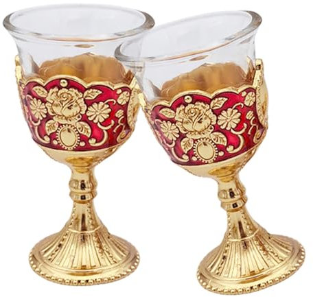 Verre à vin blanc de style palais - ensemble de grands verres à vin, Grands verres à vin vintage | Coupe de vin en métal gaufré rétro pour les mariages de cuisine de bureau à domicile