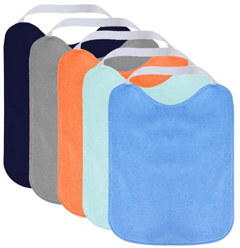 SLOSH Bavoir Imperméable Bébé Élastique Maternelle Lavable Grand Bavoir Bebe Enfant 0 3 ans avec Sangle Col Élastique pour Ecole (Bleu)