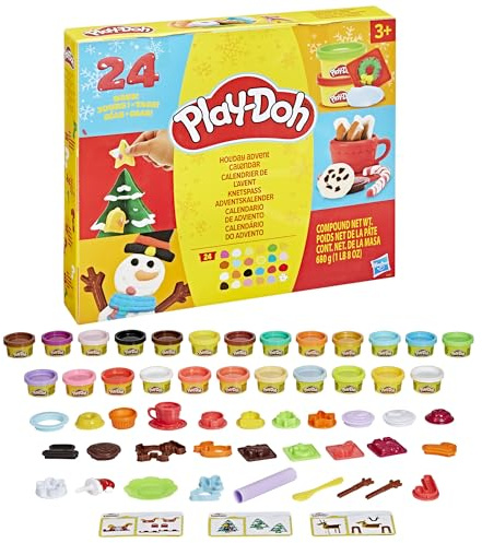 Play-Doh Holiday Advent Calendar for Kids 3 and Up, 24 Day Countdown, Multiple Surprise Gifts Behind Each Door, Arts & Crafts