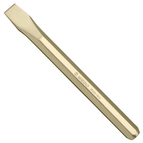 WEDO Cincel plano sin chispas, cincel frío de bronce de aluminio, hoja de 14 mm, cincel de piso de eje hexagonal, longitud 160 mm, estándar DIN, certificado BAM y FM