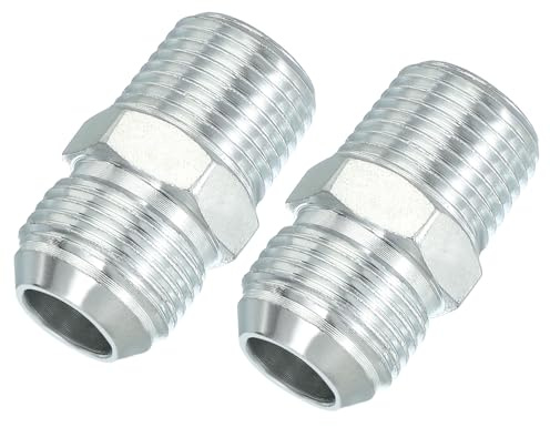 PATIKIL Doppelnippel Reduzierstück Rohrverbinder Rohradapter 7/8 Außengewinde 37° Flare JIC x 1/2 Außengewinde NPT, 2 Stück Rohrfittingnippel Duschschlauch Adapter für Industrie