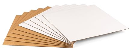 Jiazalpak 12.5x12.5 Inch Insert Pads for 12 LP Record Mailers, 1/8 Thick Corrugated Cardboard Sheets, One-Side White Protective Pads for Packaging, Crafts & DIY, 25 Pack