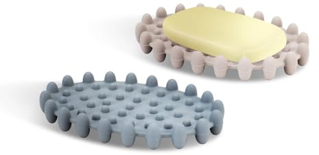 LIUCONGBD Seifenschalen aus Silikon mit Ablauf, 2 Stück Rutschfester | für Dusche, Badezimmer, Küche und Regal, Einfach zu Reinigen, Schnell Trocknend, Einfach zu Reinigen, Platzsparender, Oval