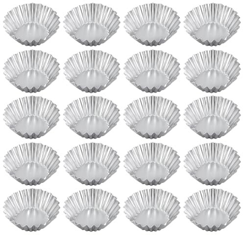 PEPWE 20 stampi in alluminio per crostata di uova, piccole teglie per cupcake e muffin, torte, tortine, biscotti, utensili da forno