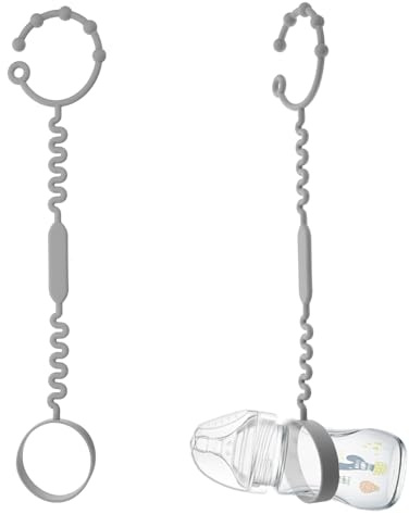 Piriuuo 2 Pcs Sippy Cups Straps Keep Bottles and Sippy Cups Off The Floor, Toy Straps for Baby Silicone Tether Pacifier Clip Toy Safety Straps Suitable for High Chairs, Strollers and Water Bottles