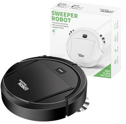 Lecreatekit Barredora inteligente silenciosa, barredora inteligente 3 en 1, trapeador de limpieza eficiente al vacío para robot de barrido ultrafino y silencioso (negro)