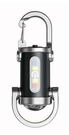 DOSERTY Lampe de Poche Rechargeable 1200 Lumens - Mini Lampe Torche Étanche, Compacte et Multifonction, Porte-Clés pour Cyclisme, Randonnée, Lecture et Travail, Batterie Externe Incluse (Grey2)