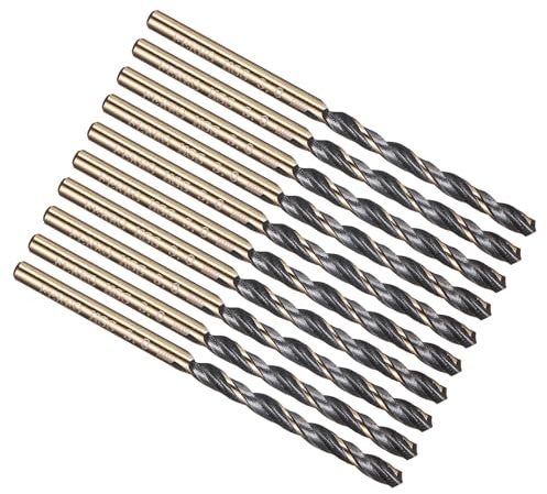 PATIKIL 3mm Drill Bit 4341 High-Speed Steel 118° for Thin Metal 10 Pack | Jobber Straight Shank 118° Black and Gold Finish for Medium-hard Metal Steel Acrylic