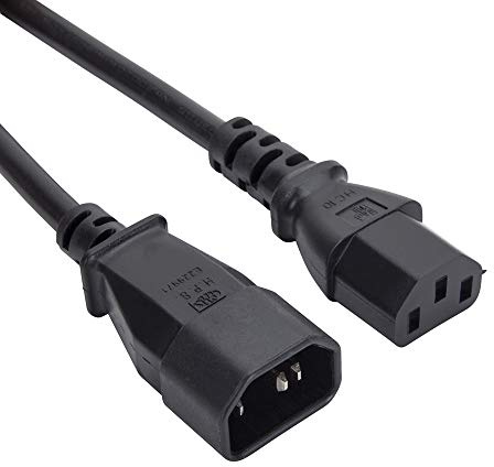 iSynq 1m IEC Power Extension Cable Kettle Male to Female UPS Lead C13 - C14 Mains 240V 10A
