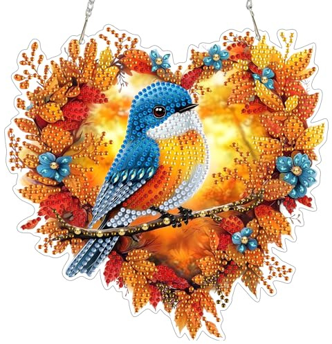 MEIYUDA Hanging Diamond Art Kits Adults Love Heart, Special Shaped Crystal Rhinestone Suncatcher, 5D Diamond Art for Adults Beginners Kids DIY Kits, Window Hanging Ornament
