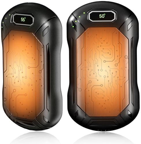 Hand Warmers Rechargeable, 2 Pack 3000mAh*2, Electric Hand Warmer Magnetic, 3 Levels Heat, Up to 9.5 hrs, Hand Warmers Reusable, Gifts for Chrismas Men Women, Outdoor Camping