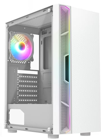 Gaming PC Tower – Intel Core i7, GT 730 4GB Graphics, 16GB RAM, 128GB SSD + 1TB HDD, Windows 11 Pro, 1-Year Warranty – Complete Gaming PC Set for Work and Play (Luna White)