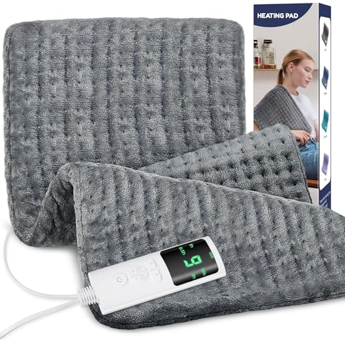 Heating Pad, Gifts for Mum 24x12 Heat Pads for Back Pain Relief, Heat Pad for Neck, Shoulders, Cramps, Menstrual Pain, 9 Heat Settings & 4 Auto-Off Timers, Soft Flannel, 6.6FT Cord