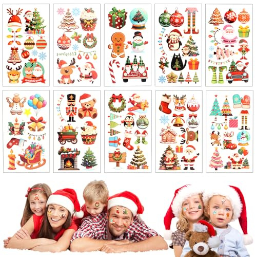 Yooyan 20 Blatt Weihnachts Sticker Set, Weihnachtsaufkleber, Weihnachten Geschenkaufkleber, Bunte Motiv Weihnachtssticker, Weihnachten DIY Aufkleber für Geschenktüten Weihnachtskarten