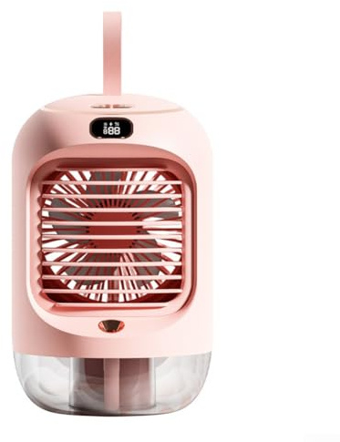 Mini enfriador de aire portátil USB de escritorio con ventilador de pulverización de oscilación automática para uso personal, compacto y eficiente de energía (rosa)