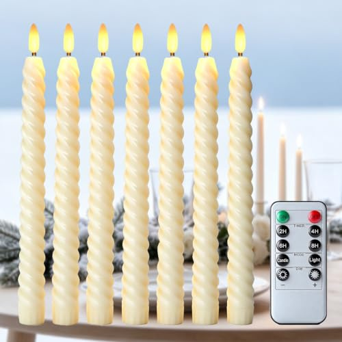 6 Stück LED Stabkerzen mit Fernbedienung & Timerfunktion, Flammenlose LED Kerzen mit Realistischem Flackereffekt, Batteriebetriebene Tafelkerzen Warmweiß, für Weihnachten, Advent, Tischdeko -2 x 25cm