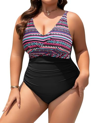 UMIPUBO Swimming Costume Women Plus Size Swimwear Ladies Tummy Control One-Piece Swimsuit Push Up with Bra Padded Bathing Suit for Big Busted Sexy Swim Dresses L-4XL