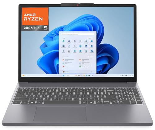 Lenovo 15 Gaming Laptop Computer, AMD Ryzen 5 7535HS (Beat i7-11800H), 16GB DDR5 RAM, 512GB PCIe SSD, Radeon 660M, FHD+ Copilot AI PC, WiFi 6, Bluetooth 5.3, Type-C, HDMI, Luna Grey, Windows 11 Pro