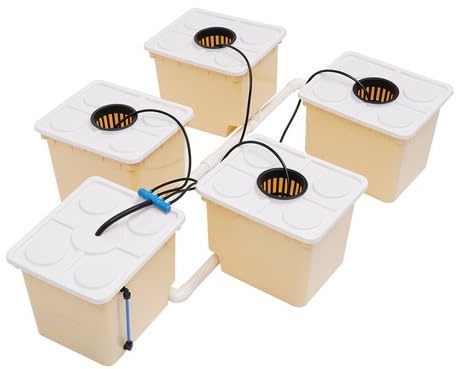 MELAQULY 11L Hydrokultur Grow System, Hydroponisches Anbausystem Kit mit 5 Eimer und Eine Wasserpumpe, Hydroponics Anzucht-System Für Gewächshäusern Gärten Balkonen
