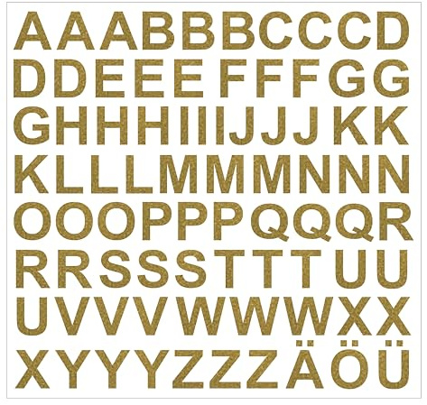 81 Klebebuchstaben MATT gold Höhe 3cm aus Folie wetterfest selbstklebend Buchstaben Aufkleber Sticker Klebebuchstabe Buchstabe Letter Großbuchstaben Großbuchstabe Beschriftung Modellbau