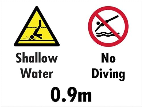 Agua Poco Profunda. Prohibido Bucear. 0,9 M Señal De Advertencia Pared Muestra Placa Carteles De Pared De Metal Letrero De Estaño Para Garaje Jardín Cocina Cerveza S
