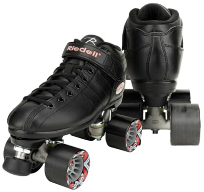 Riedell R3 Roller Skates for Men and Women - Ultra-Durable Indoor Quad Skate with Sonar Cayman Wheels, Nylon Plate, and Precision Fit, Roller Skates, Black - 10