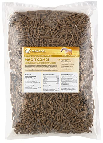 Makana MAG-T Combi Pellets für Pferde (mit Magnesium, Lysin, Tryptophan, Vitamin E und Vitamin B12), 1000 g Beutel