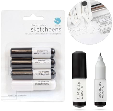Silhouette Sketch Pen Pack für Hobbyplotter - 4 teilig (3x Schwarz und 1x Weiß)