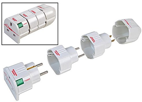 MASTERPLUG SURGE PROTECTOR GLOBAL TRAVEL ADAPTER WHITE TYPE G EURO, UK, USA/Japan, Australia/China