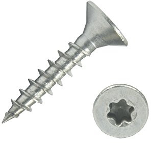 100 Spanplattenschrauben 5,0x25 Edelstahl A2 V2A VA Torx Vollgewinde Holz | Edelstahlschrauben Spanplattenschrauben mit Senkkopf, Holzschrauben, Holzbauschraube, Universalschrauben mit verstärktem Kopf