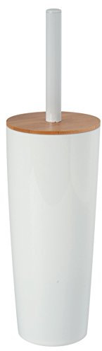 MSV Brosse WC avec Support PS & Bambou Oslo Blanc