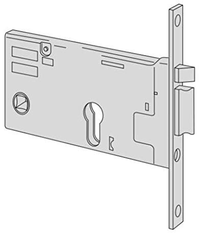 Serratura elettrica CISA art. 14351900 entrata 90 da infilare a cilindro per fasce ambidestra altezza scatola 77 mm. frontale 20, solo scrocco autobloccante, fermo a giorno, tensione 12 ca CE