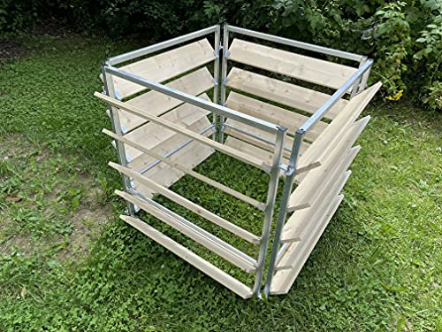 Elmato 14858 - Compostiera in legno/metallo di abete rosso, 100 x 100 x 100 cm