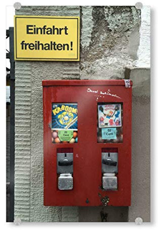 artboxONE Acrylglasbild 30x20 cm Rock The Kitchen Der Beste Ort - Bild Kaugummiautomat 80er 90er