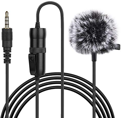 PULUZ Lavalier-Mikrofon, 6 m, 3,5-mm-Klinkenstecker, Lavalier-Kondensator-Aufnahmemikrofon mit omnidirektionalem Kondensator für Smartphone, Android, PC, Youtube, Interview, Videokonferenz, Podcast