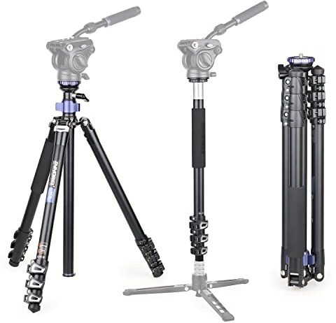 Trípode de vídeo Compacto Multifuncional Profesional INNOREL MT70 con Hebilla de Giro rápido Aluminio CNC de 360 Grados Convertible a monopie para DSLR, cámara, Video, videocámara