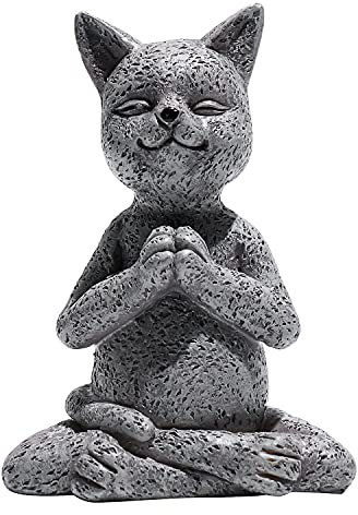 Meditationsstatue, Katze, Buddha, Yoga-Katze, Gartenskulptur, Sammlung, Statue, Zuhause, Innen- und Außenbereich, Terrasse, Rasen-Dekoration