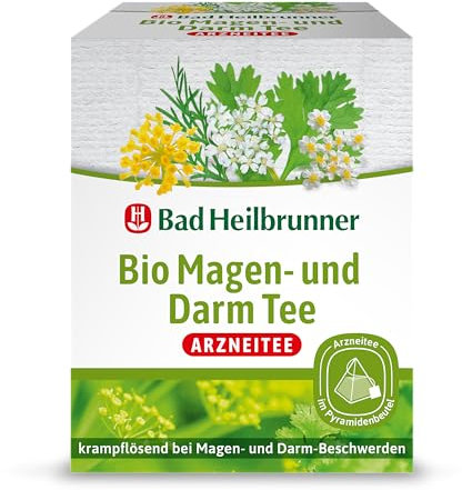 Bad Heilbrunner Bio Magen- & Darm Tee - Arzneitee im Pyramidenbeutel - Anis, Bitterer Fenchel, Koriander, Kümmel - krampflösend bei Magen- & Darm-Beschwerden (4 x 12 Pyramidenbeutel)