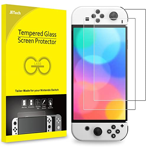 JETech Pellicola Protettiva per Nintendo Switch (Modello OLED), 2 Pezzi | HD Trasparente, Vetro Temperato Antigraffio