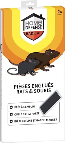HOME DEFENSE HDGLUR - Pièges Englués Contre Rats et Souris - Produit prêt à l'emploi - Très efficace, colle extra forte - Pour cuisine et garde-manger - S'utilise sans appât - Mise en place rapide